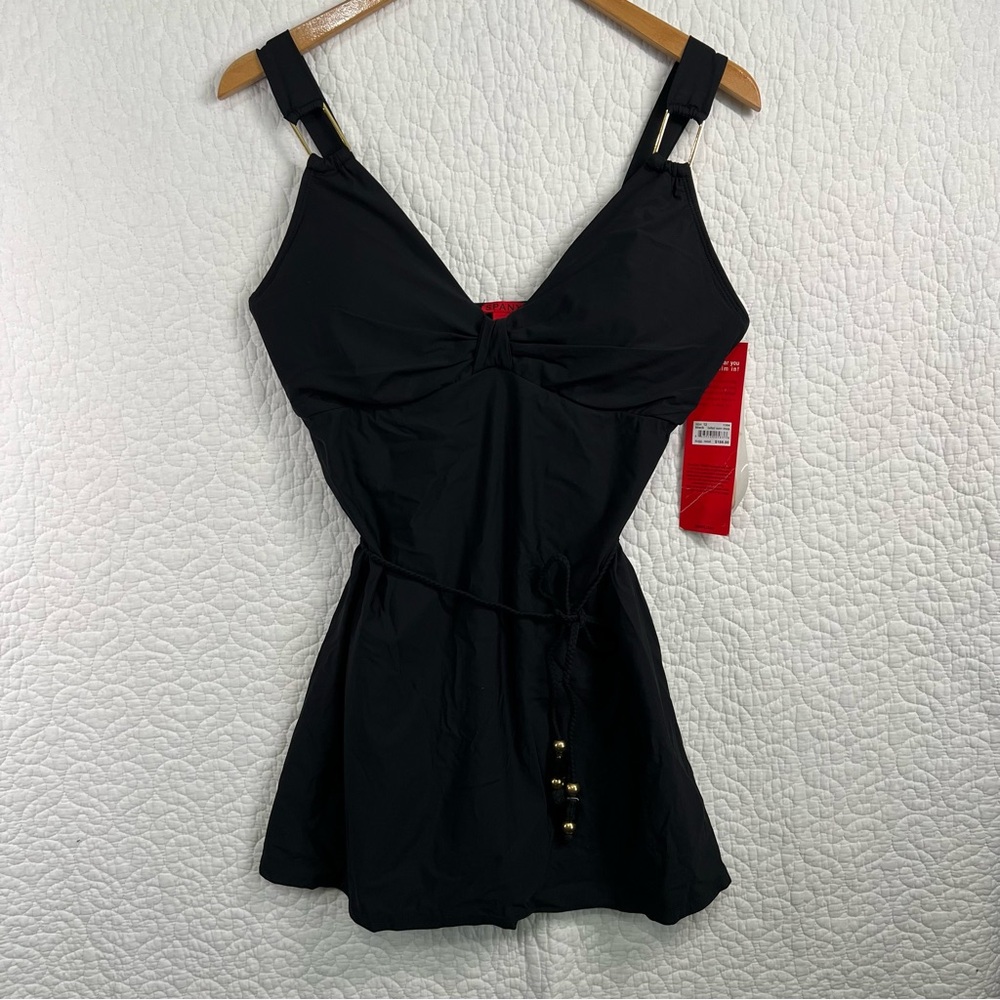 SPANX Black Belted Swim Dress Women’s Size 12 NWT